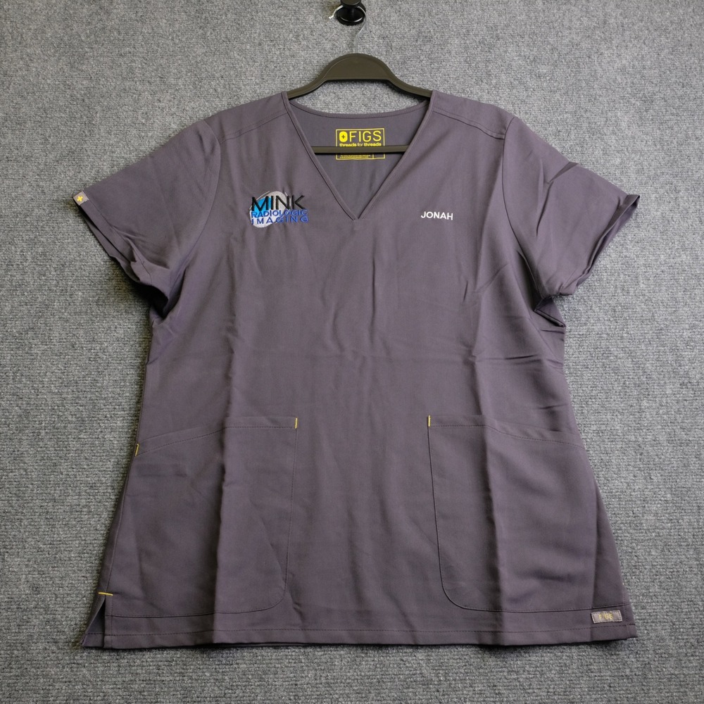 FIGS Scrub Top Mens Large Grey V-Neck Medical Nursing Workwear Uniform